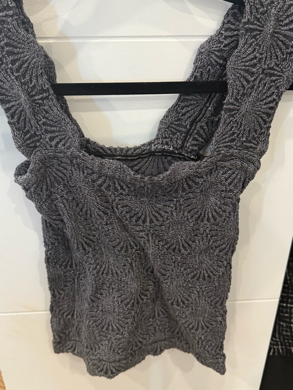 Free People Textured Gray Knit Tank Top